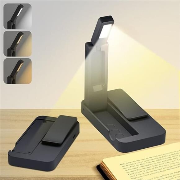 Rechargeable Book Light Clip On Foldable Mini LED Reading Lamp Portable Desk - Picture 8 of 8